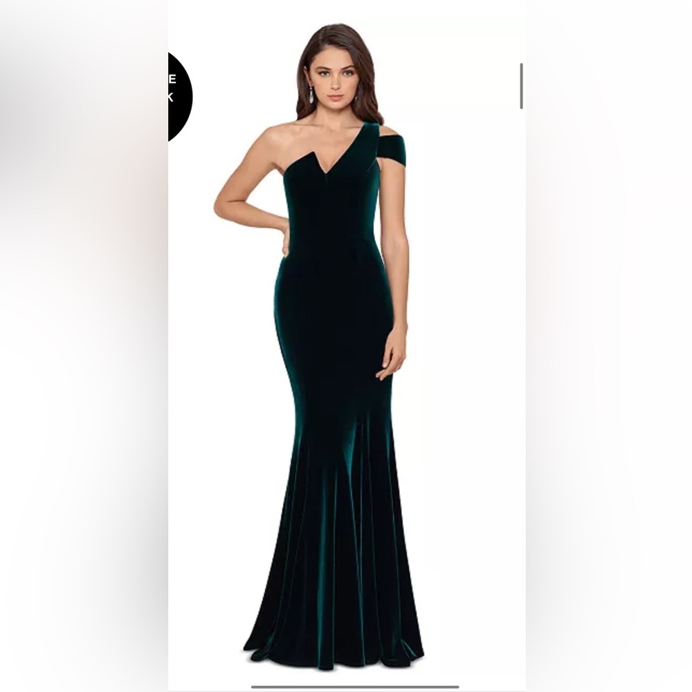 One-shoulder Velvet mermaid green dress